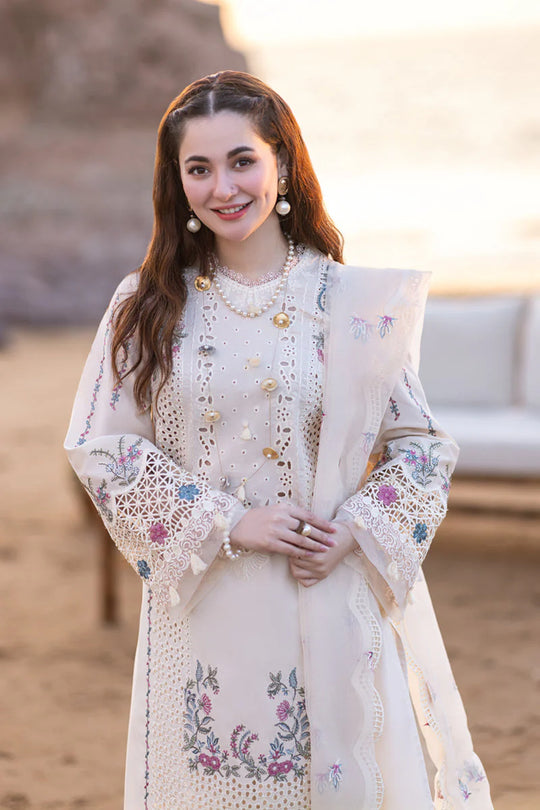QALAMKAR - 3PC LAWN EMBROIDERED SHIRT WITH ORGANZA EMBROIDERED DUPATTA
