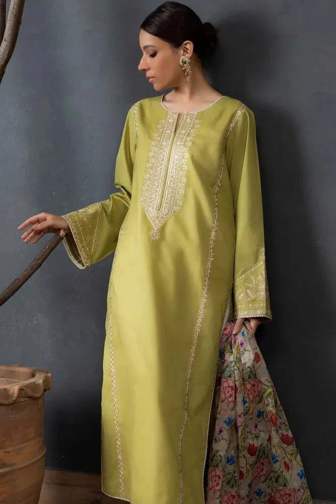3pc Lawn Embroidered Dress With Printed Dupatta