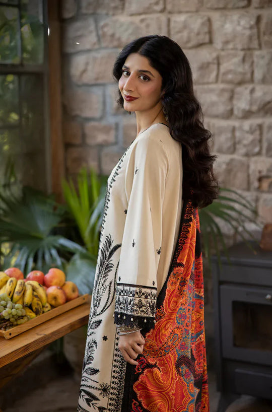 Asim Jofa - 3PC Lawn Embroidered Suit With Printed Lawn Dupatta