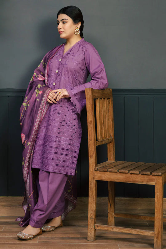 Kokum 3Pc Embroidered Unstitched Lawn Suite With Printed Dupatta