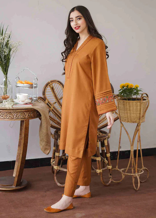 Asling 3PC Dhanak suit with Embroidered Shawll