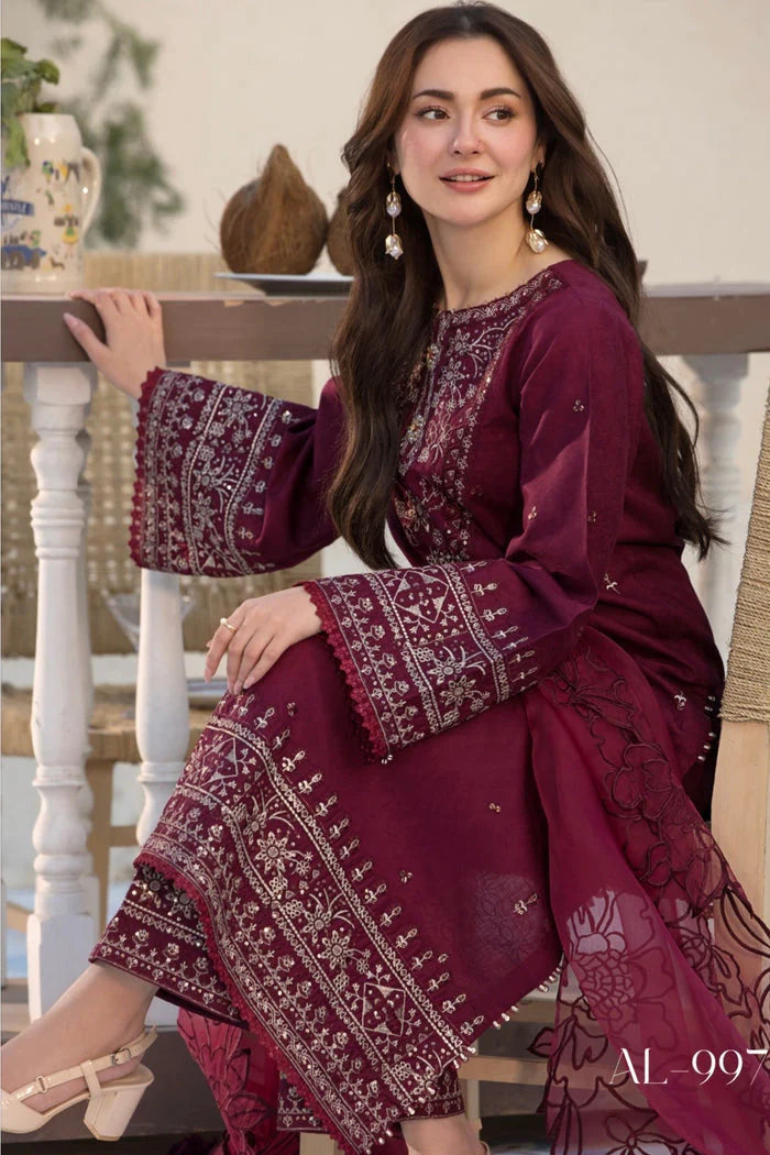 Allys - 3PC Lawn Embroidered Suit