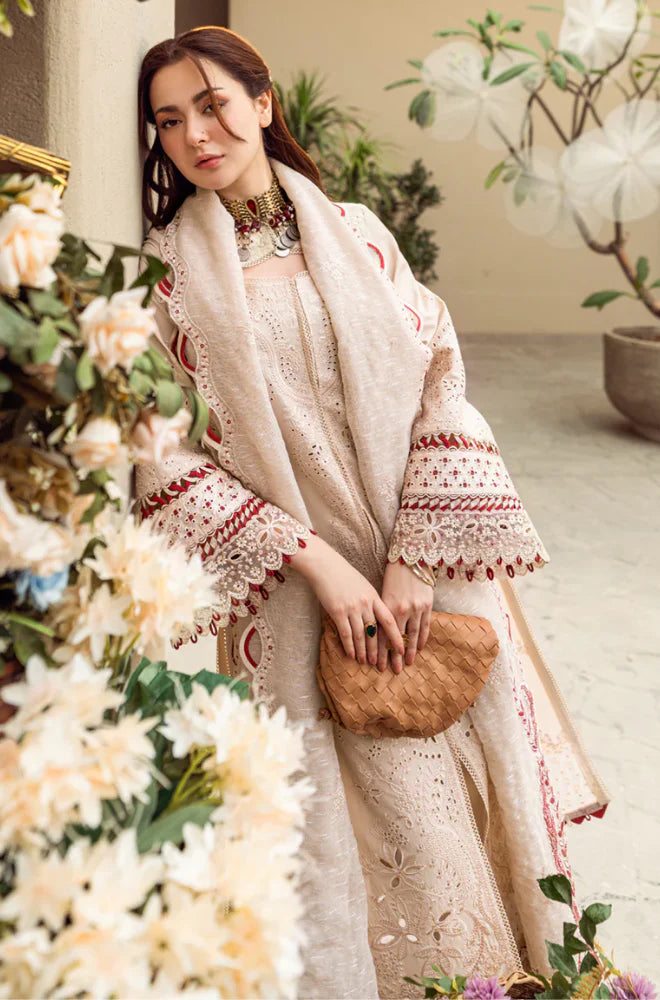 QALAMKAR - 3PC LAWN EMBROIDERED SHIRT WITH KHADI NET EMBROIDERED DUPATTA