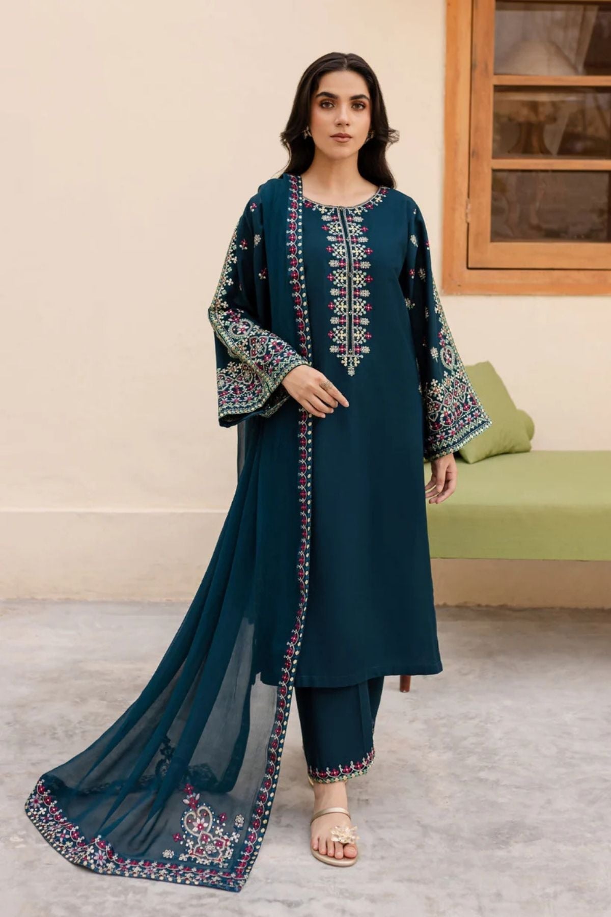 Sapphire - Winter 3PC Dhannak Embroidered Suit