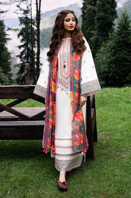 Sapphire - 3 PC Unstitched Lawn Embroidered Shirt with Printed Lawn Dupatta