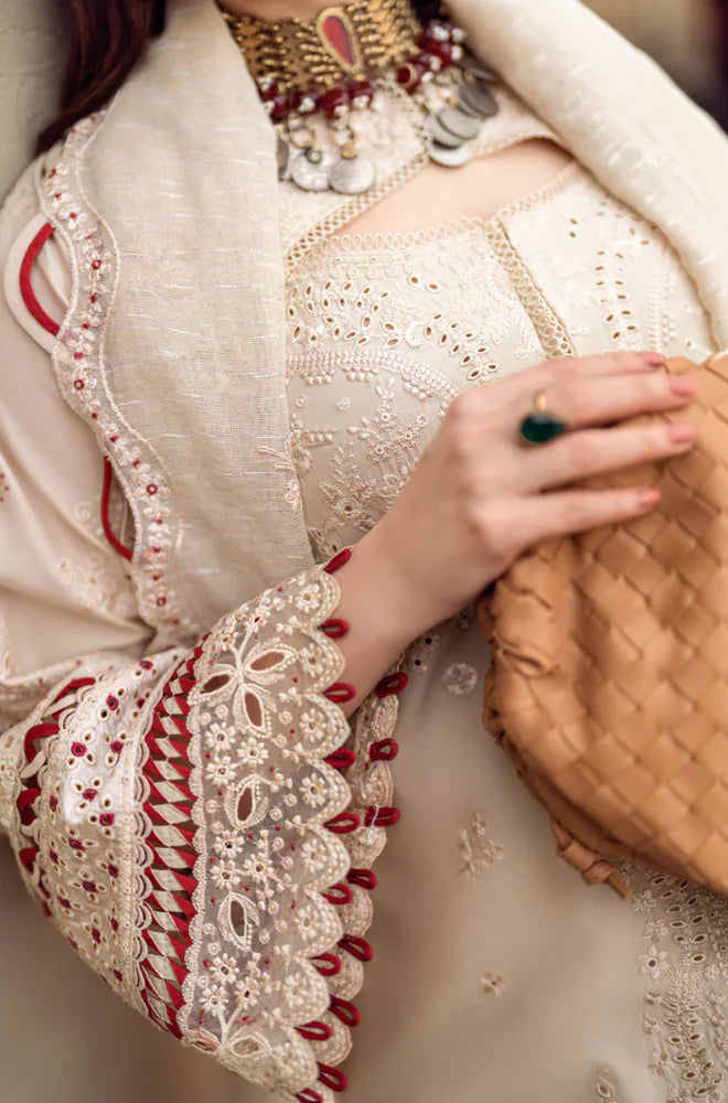 QALAMKAR - 3PC LAWN EMBROIDERED SHIRT WITH KHADI NET EMBROIDERED DUPATTA