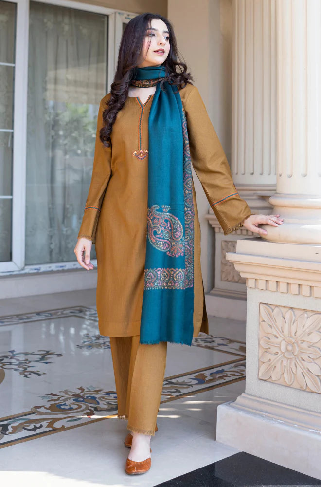 Asling - Winter 3PC Dhanak Embroidered Suit