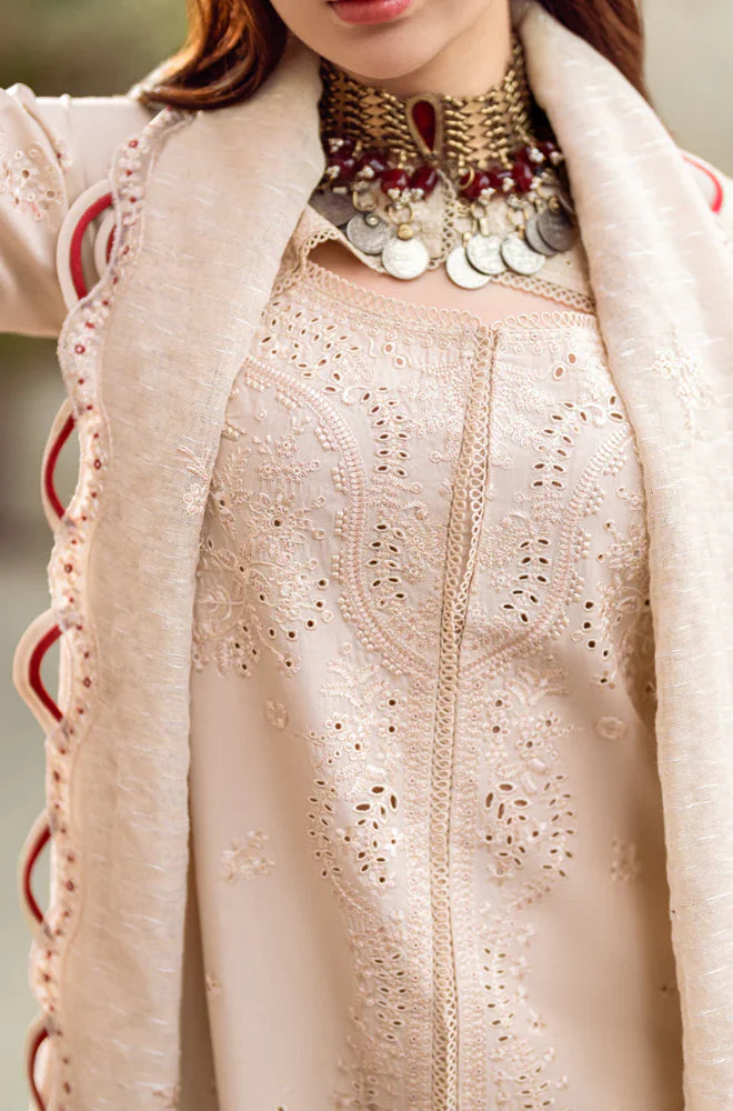 QALAMKAR - 3PC LAWN EMBROIDERED SHIRT WITH KHADI NET EMBROIDERED DUPATTA