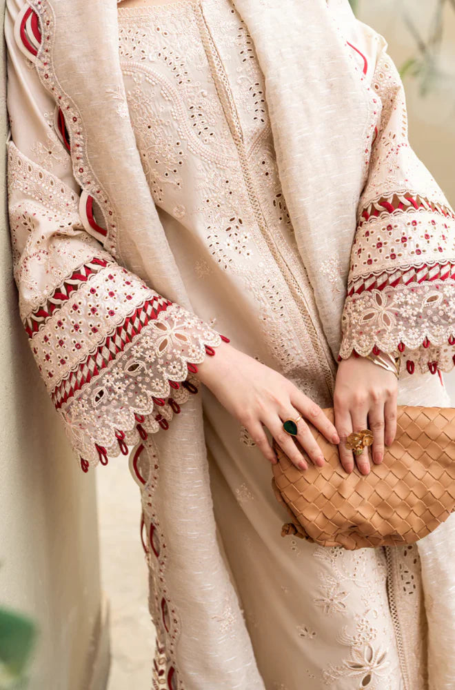 QALAMKAR - 3PC LAWN EMBROIDERED SHIRT WITH KHADI NET EMBROIDERED DUPATTA