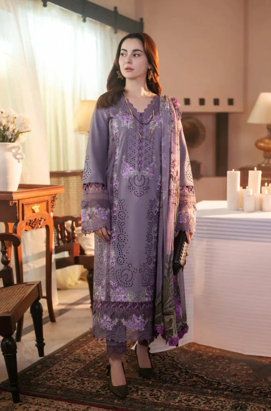 Jade 3 Piece Unstitched Heavy Embroidered Chickan Kari Pure Lawn Suit with Printed Lawn Dupatta