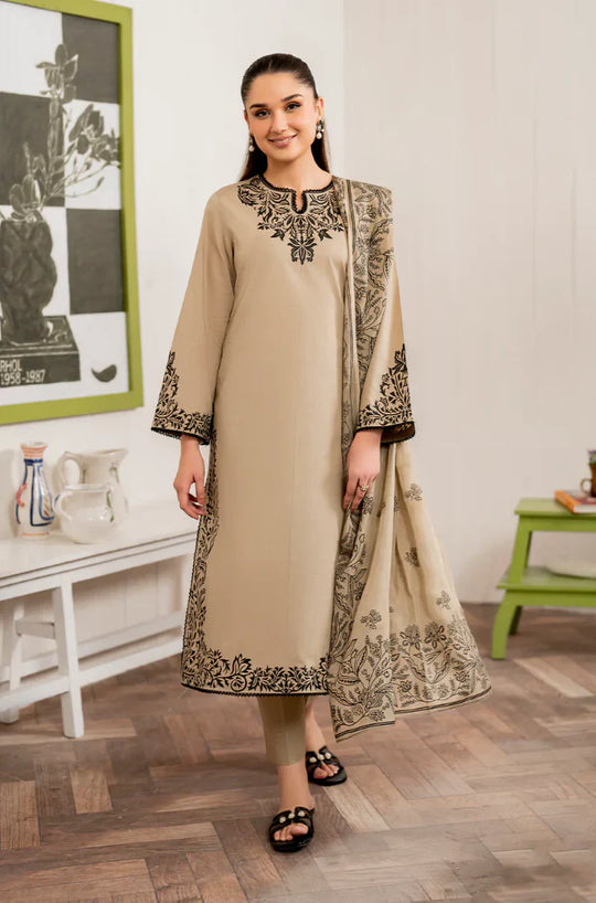 Asling 3PCs Lawn Embroidered Dress With Printed Dupatta