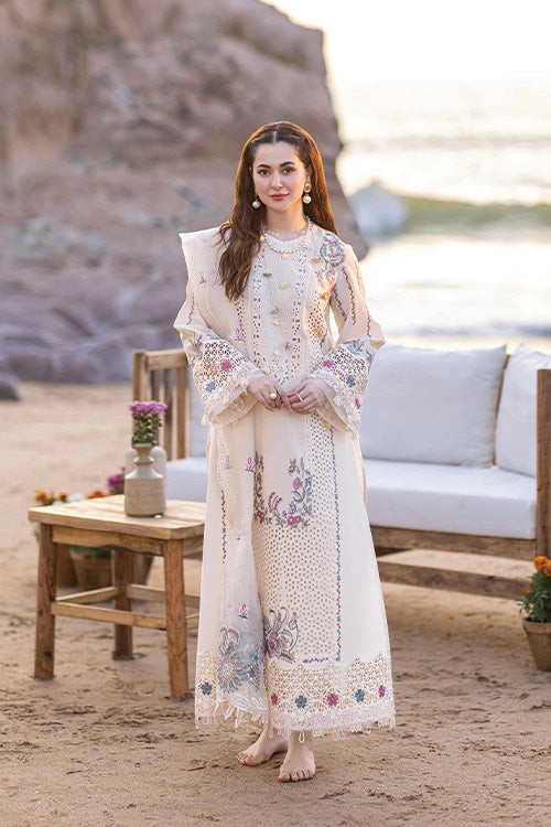 QALAMKAR - 3PC LAWN EMBROIDERED SHIRT WITH ORGANZA EMBROIDERED DUPATTA