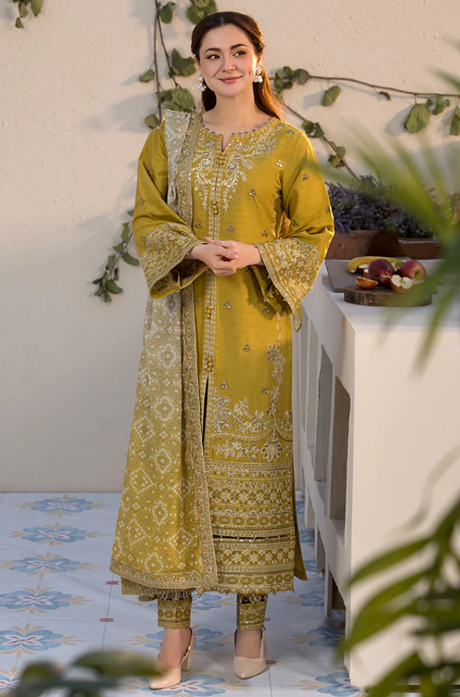 Laam - Winter 3PC Dhanak Embroidered Suit With Printed Shawl