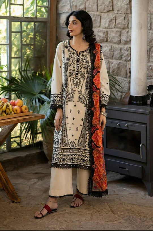 Asim Jofa - 3PC Lawn Embroidered Suit With Printed Lawn Dupatta