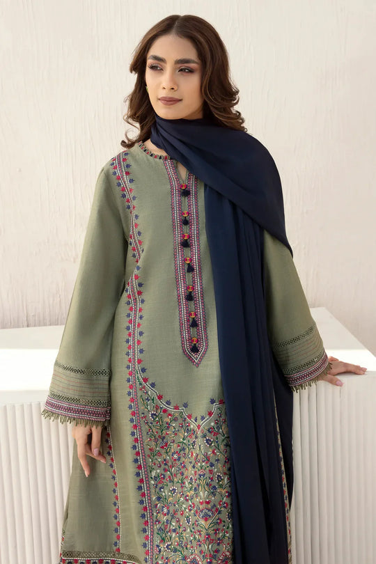 Click to enlarge Jazmin - 3pc Winter Embroidered khaddar Shirt With Bumble Wool Shawll