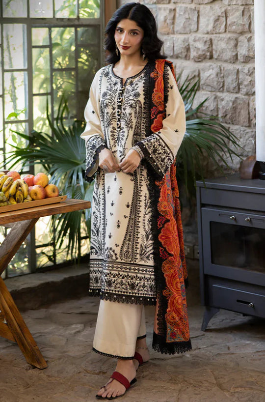 Asim Jofa - 3PC Lawn Embroidered Suit With Printed Lawn Dupatta