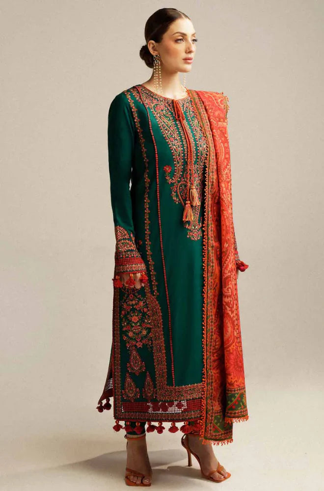 Hussain Rehar - Winter 3PC Dhannak Embroidered Suit