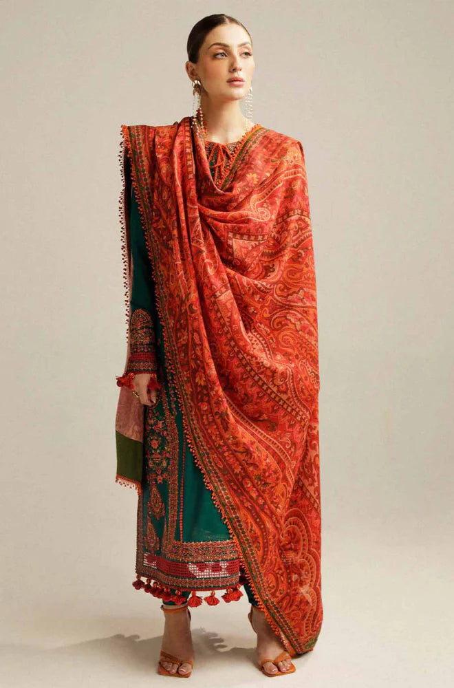 Hussain Rehar - Winter 3PC Dhannak Embroidered Suit