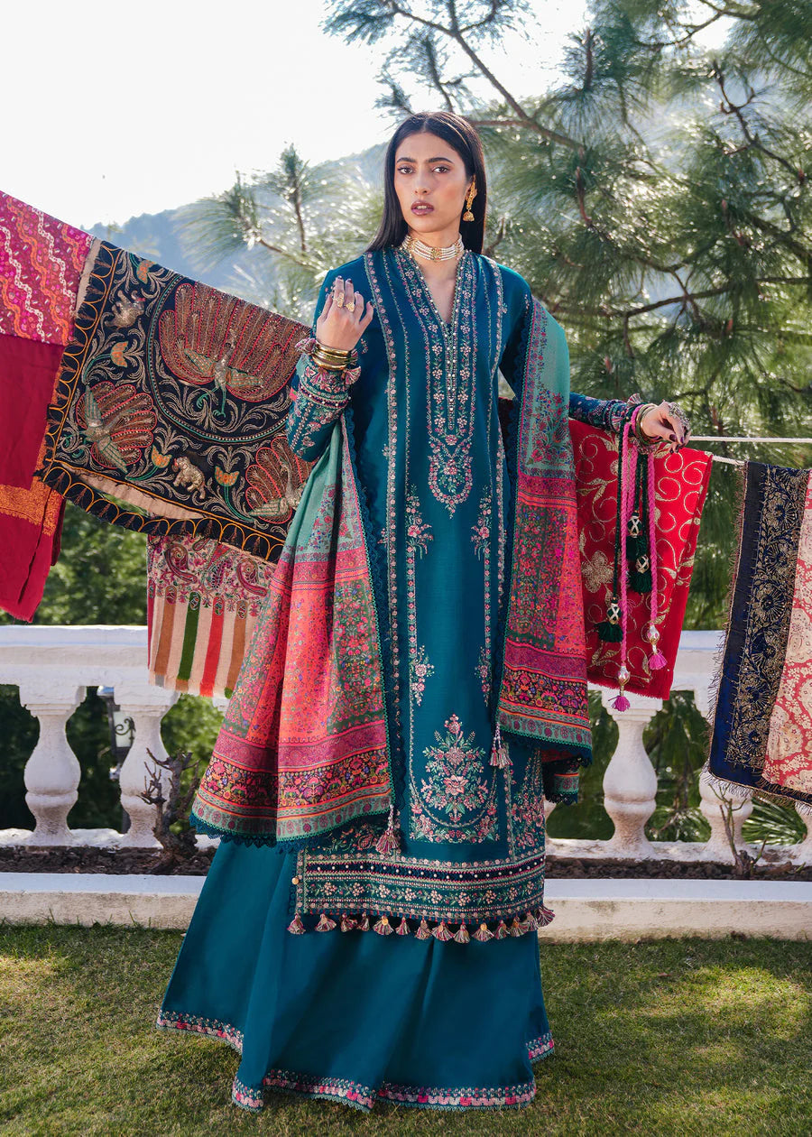 Hussain Rehar Winter Embroidered 3pc Dhanak Suite