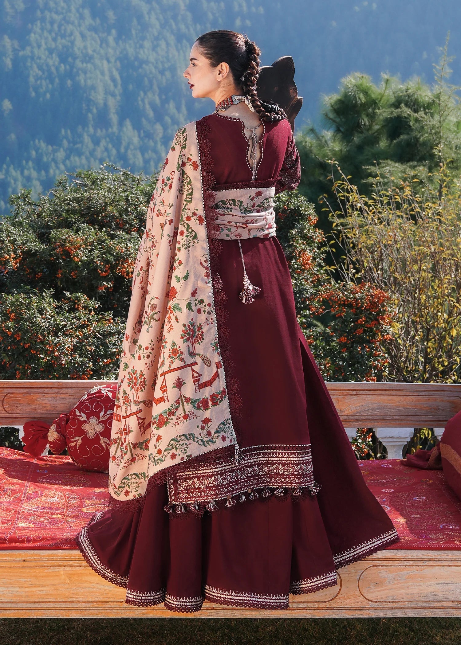 Hussain Rehar - Winter 3Pc Dhanak Embroidered suit