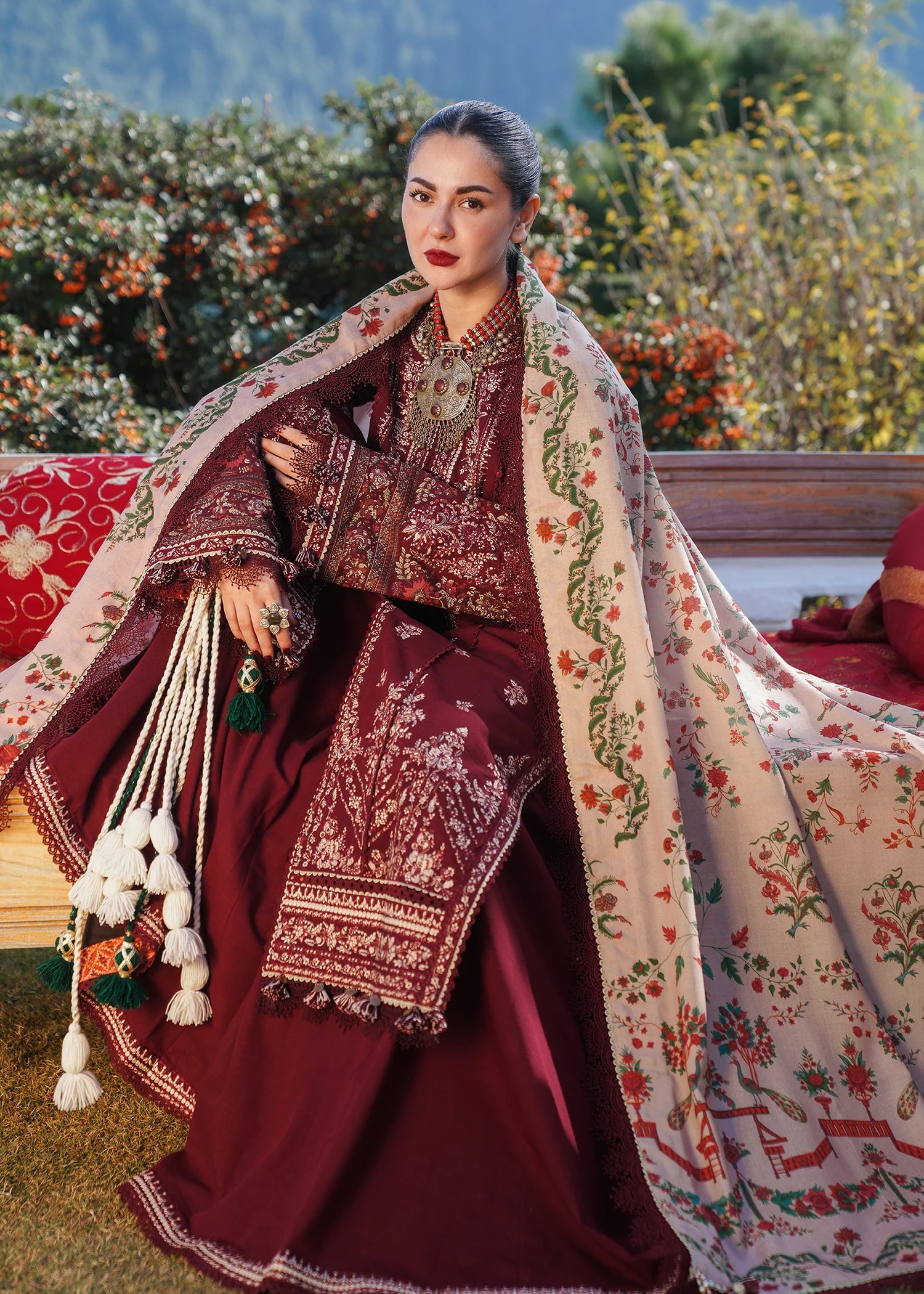 Hussain Rehar - Winter 3Pc Dhanak Embroidered suit