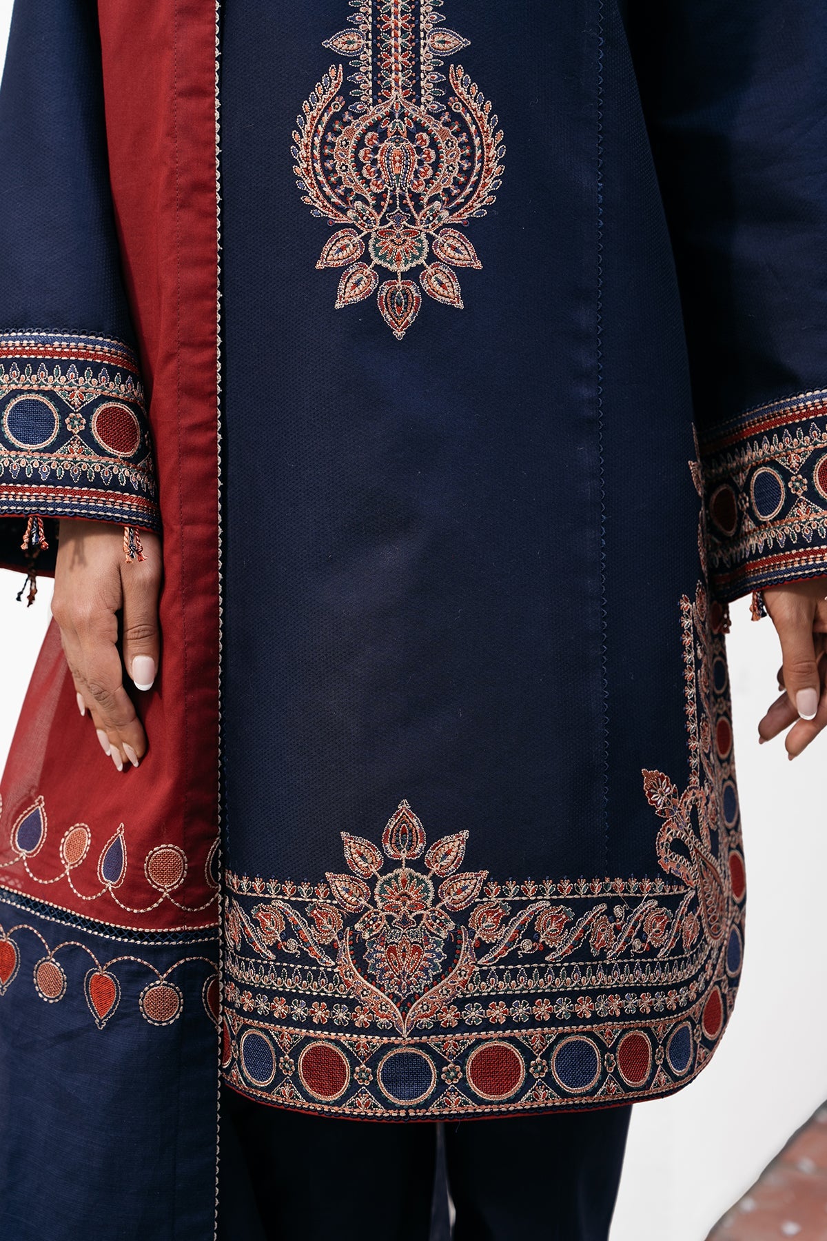 JAZMIN 3PC DHANAK EMBROIDERED SHIRT WITH CORTRAI WOOL PRINTED SHAWL AND TROUSER