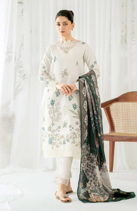 LAWN 3 PIECE EMBROIDERED UNSTICHED SUIT WITH PRINTED LAWN DUPATTA
