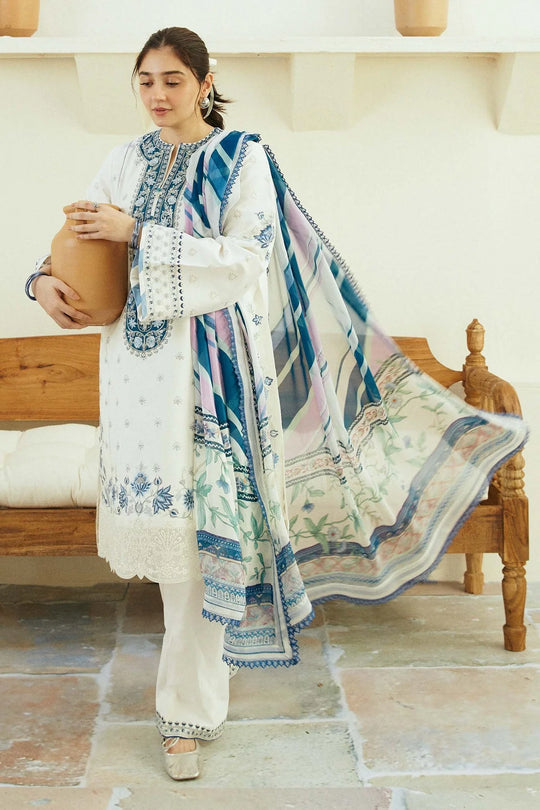 ZARA SHAHJAHAN 3PC Lawn Embroidered Shirt With Printed Dupatta