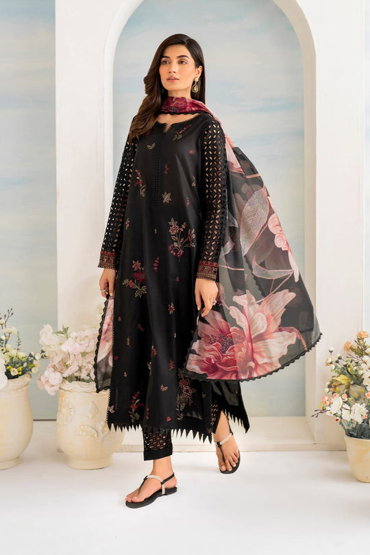 3 Piece Unstitched Heavy Embroidered Pure Lawn Suit with Printed Lawn Dupatta