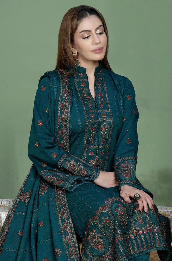 BAREEZE - 3PC DHANAK EMBROIDERED SHIRT WITH DHANAK EMBROIDERED DUPATTA AND TROUSER