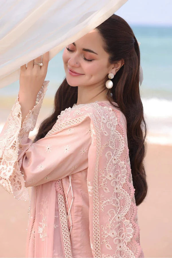 Qalamkaar - Unstitched 3PC Lawn Embroidered Shirt with Embroidered Khadi Net Dupatta