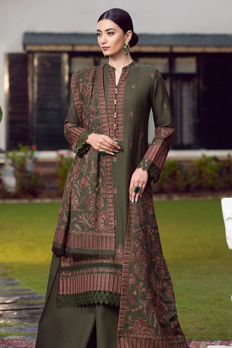 BAREEZE Winter Embroidered Dhanak 3pc Suite
