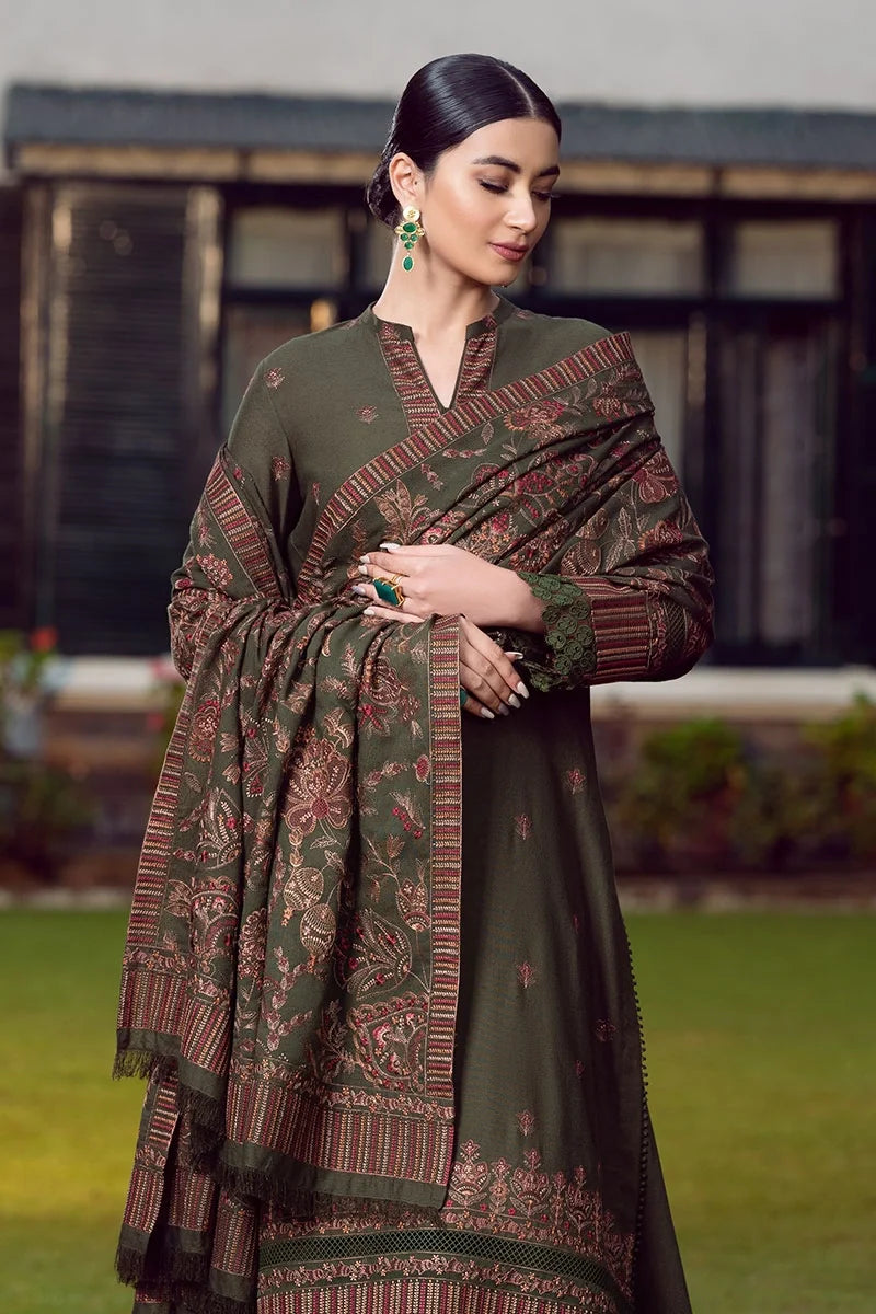 BAREEZE Winter Embroidered Dhanak 3pc Suite