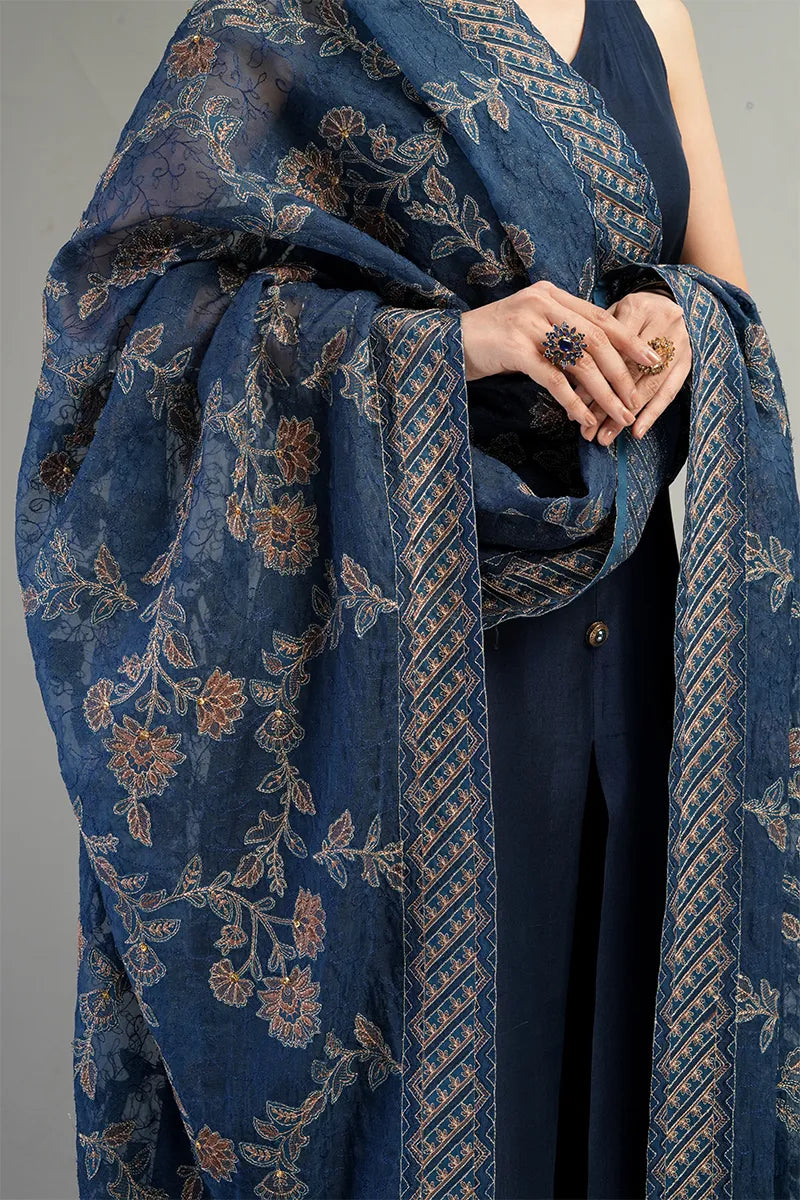 BREEZE -Unstitched 3pc Full Embbroidered Dhanak Suit with Heavy Embroidered Dhanak Shawl