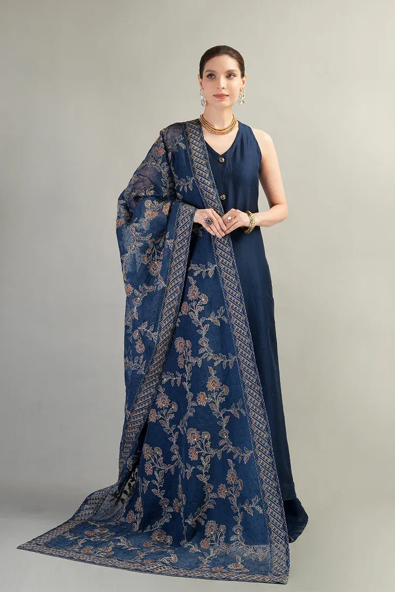 BREEZE -Unstitched 3pc Full Embbroidered Dhanak Suit with Heavy Embroidered Dhanak Shawl