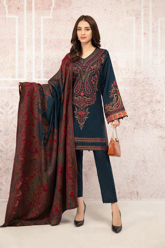 Maria B - 3PC Lawn Embroidered Suit With Printed Diamond Dupatta