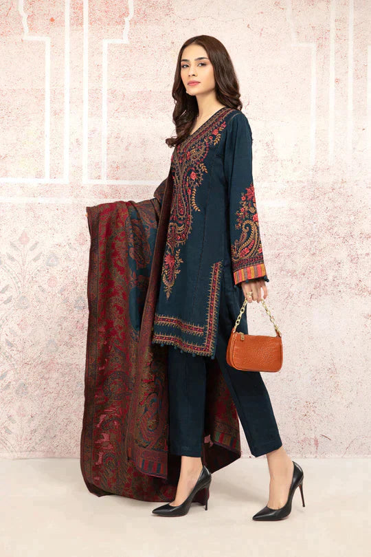 Maria B - 3PC Lawn Embroidered Suit With Printed Diamond Dupatta