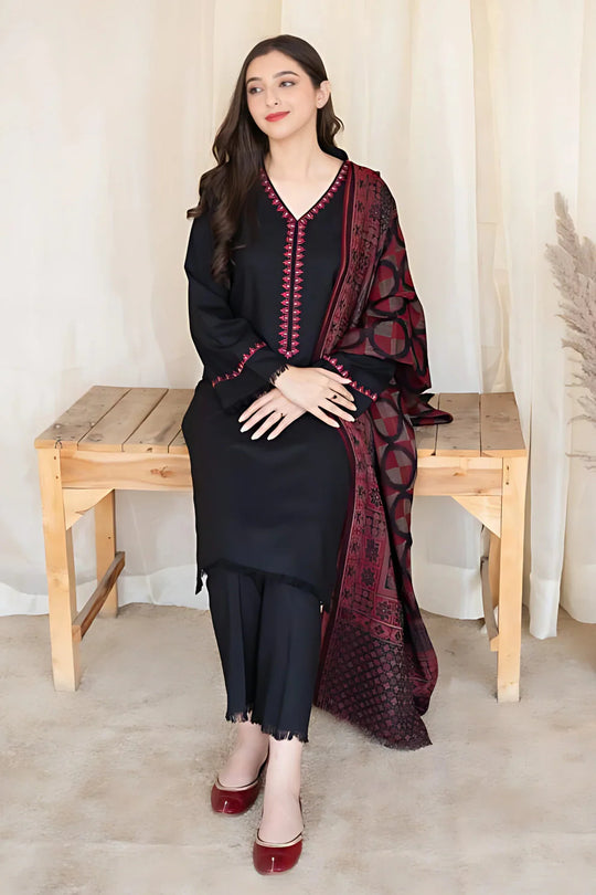 Aisling - 3PC Dhanak Embroidered Shirt with Dhanak Printed Shawl