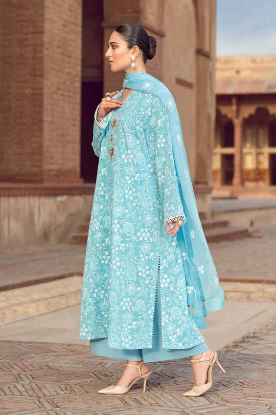 3 Piece Unstitched Heavy Embroidered Pure Lawn Suit with Heavy Embroidered Chiffon Dupatta