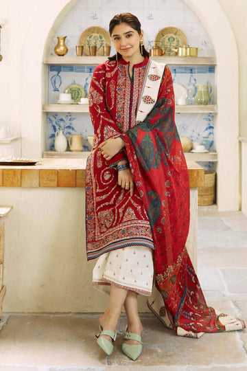 3 Piece Unstitched Heavy Embroidered Pure Lawn Suit with Fine Printed Lawn Dupatta