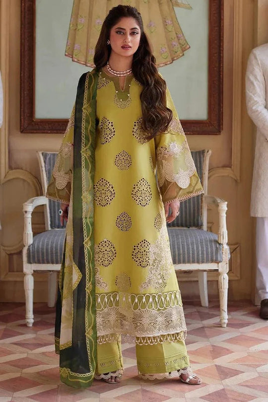 3 Piece Unstitched Heavy Embroidered Chickan Kari Pure Lawn Suit with Printed Lawn Dupatta