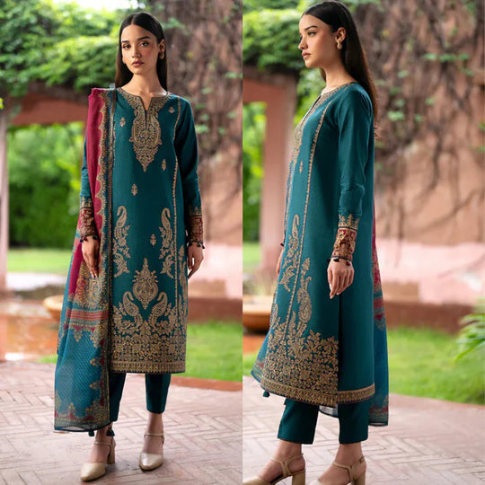 Jazmin 3Pc Lawn Embroidered Shirt With Printed Lawn Dupatta