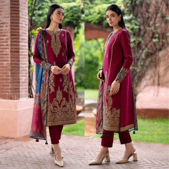 Jazmin 3Pc Lawn Embroidered Shirt With Printed Lawn Dupatta